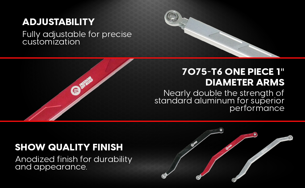 Freedom Off-Road 17+ RZR High Clearance Heavy Duty Radius Rod Set (4) Polished