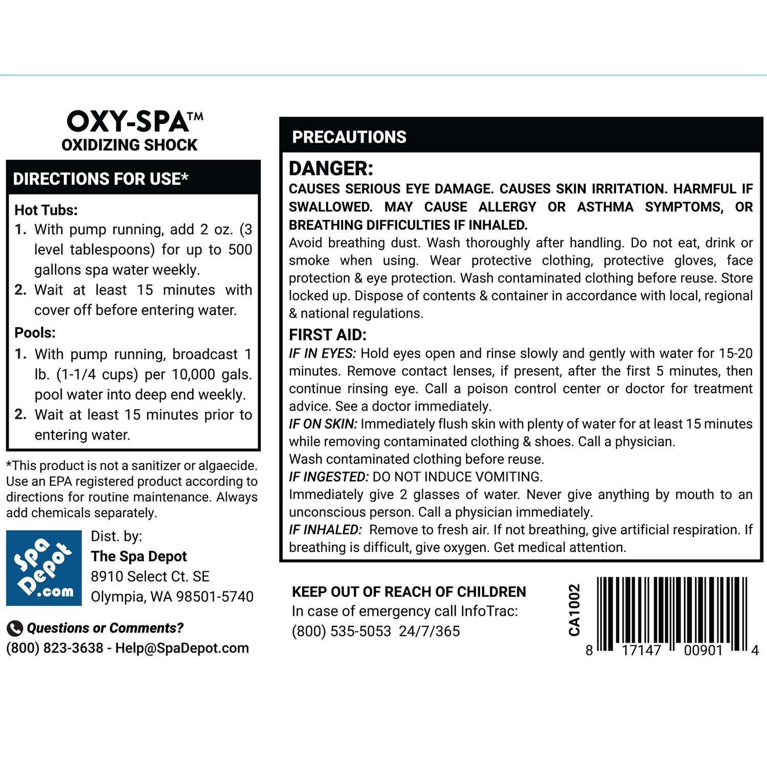 Spa Depot Oxy-Spa Oxidizing Hot Tub Monopersulfate Treatment Granules 6 lb Pail