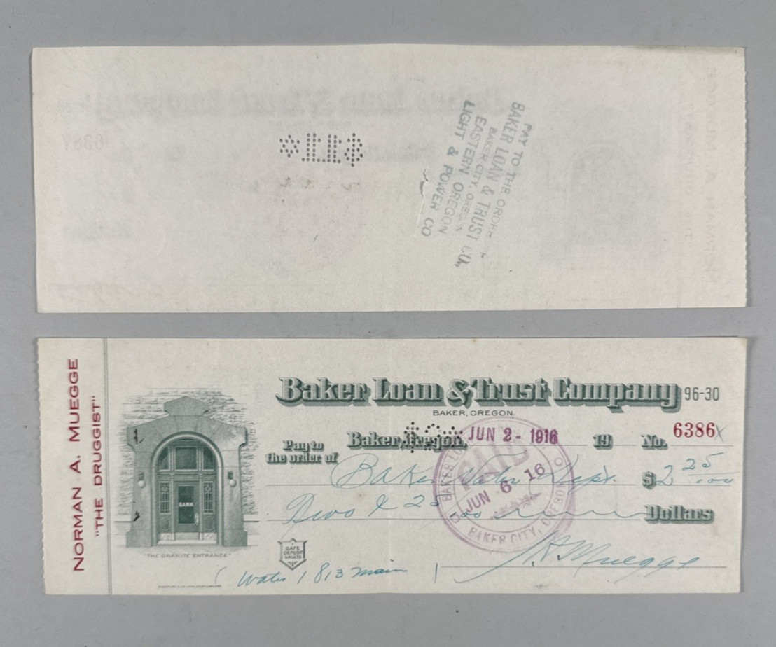 Lot of 130 Baker Loan & Trust Company Oregon Checks 1915