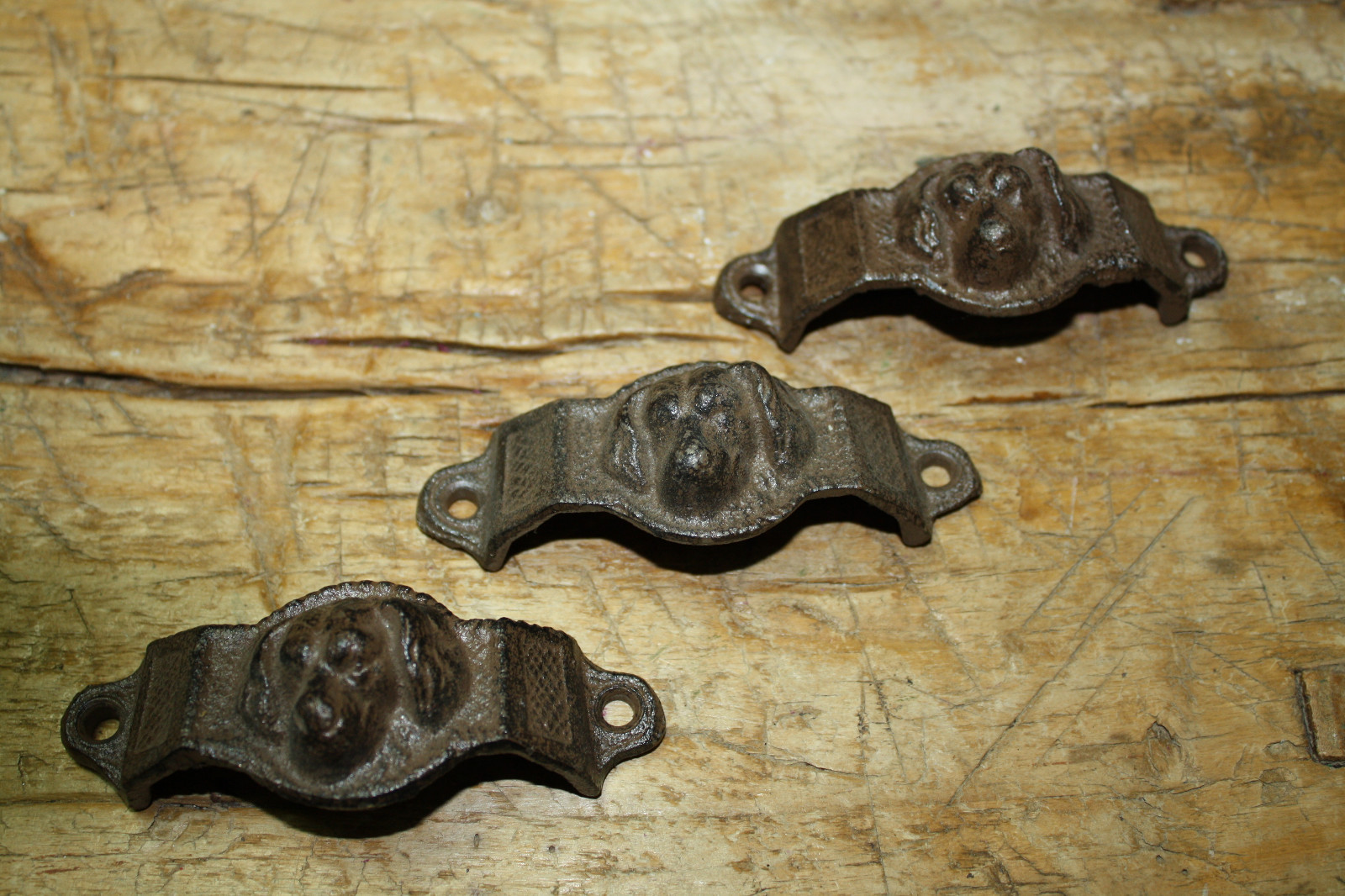 2 Cast Iron Antique Victorian Style DOG Drawer Pull, Barn Handle, Door Handles