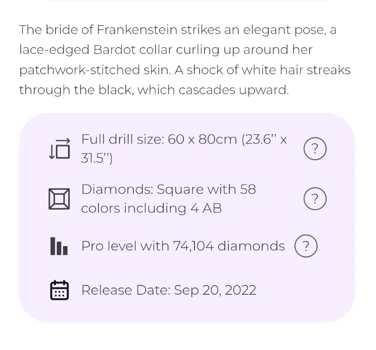 Dreamer Designs Diamond Art Painting Bride of Frankenstein Kurtis Rykovich NIB