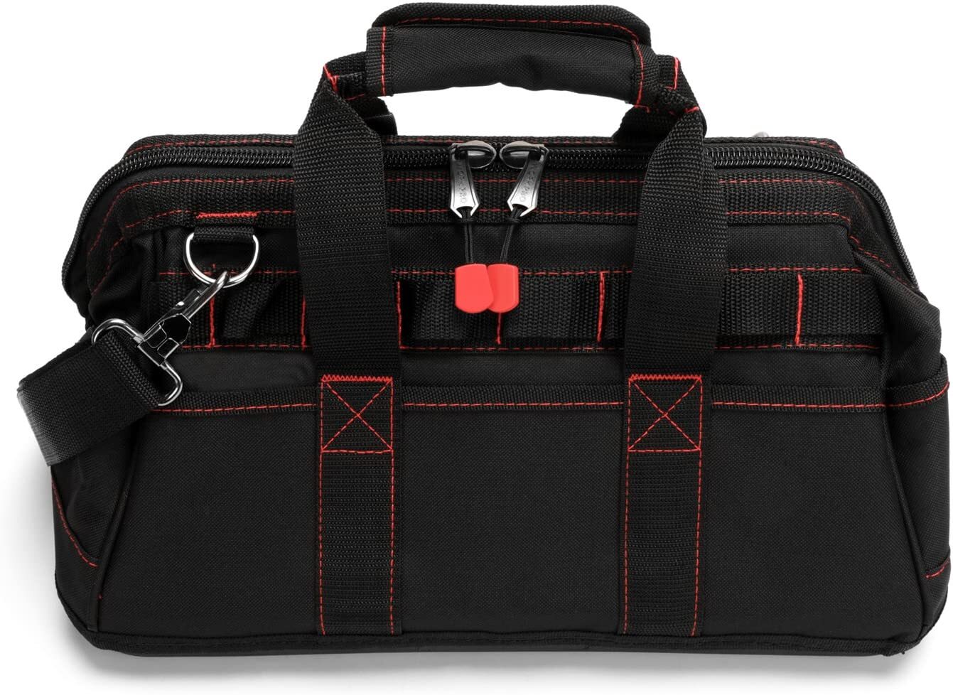 WORKPRO 16"/14"/12" Wide Mouth Tool Bag Black Tool Storage Tote with Rubber Base