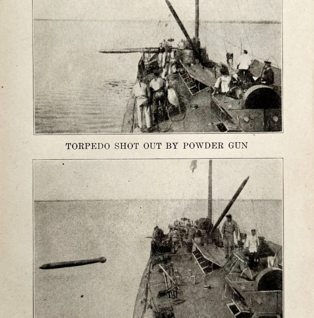 1914 WW1 Print British Torpedo Shot Off Ship Antique Military Period Collectible