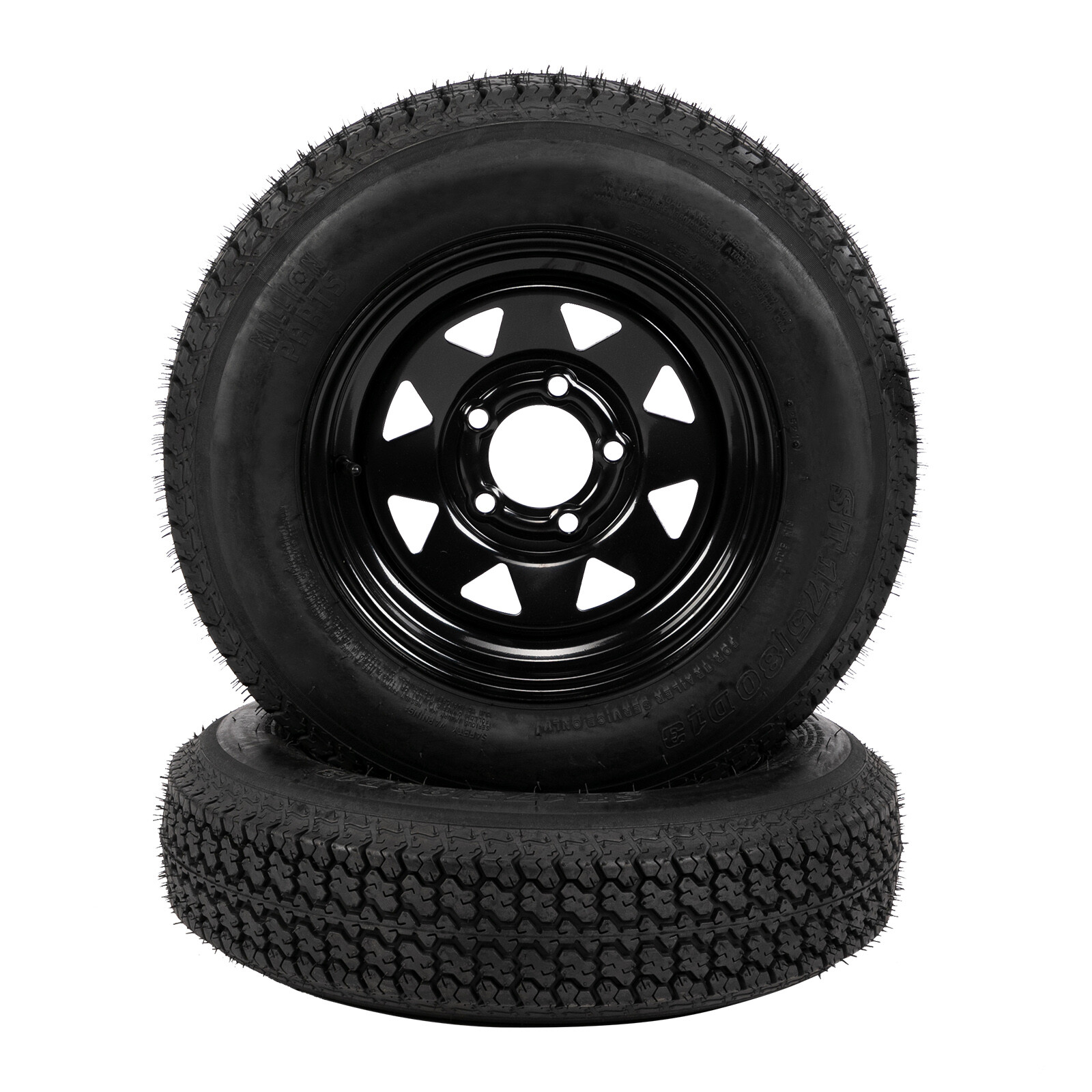 2-Pk Trailer Tires On Rim ST175/80D13 175/80 D 13 LRC 5 Lug Black Spoke Wheel