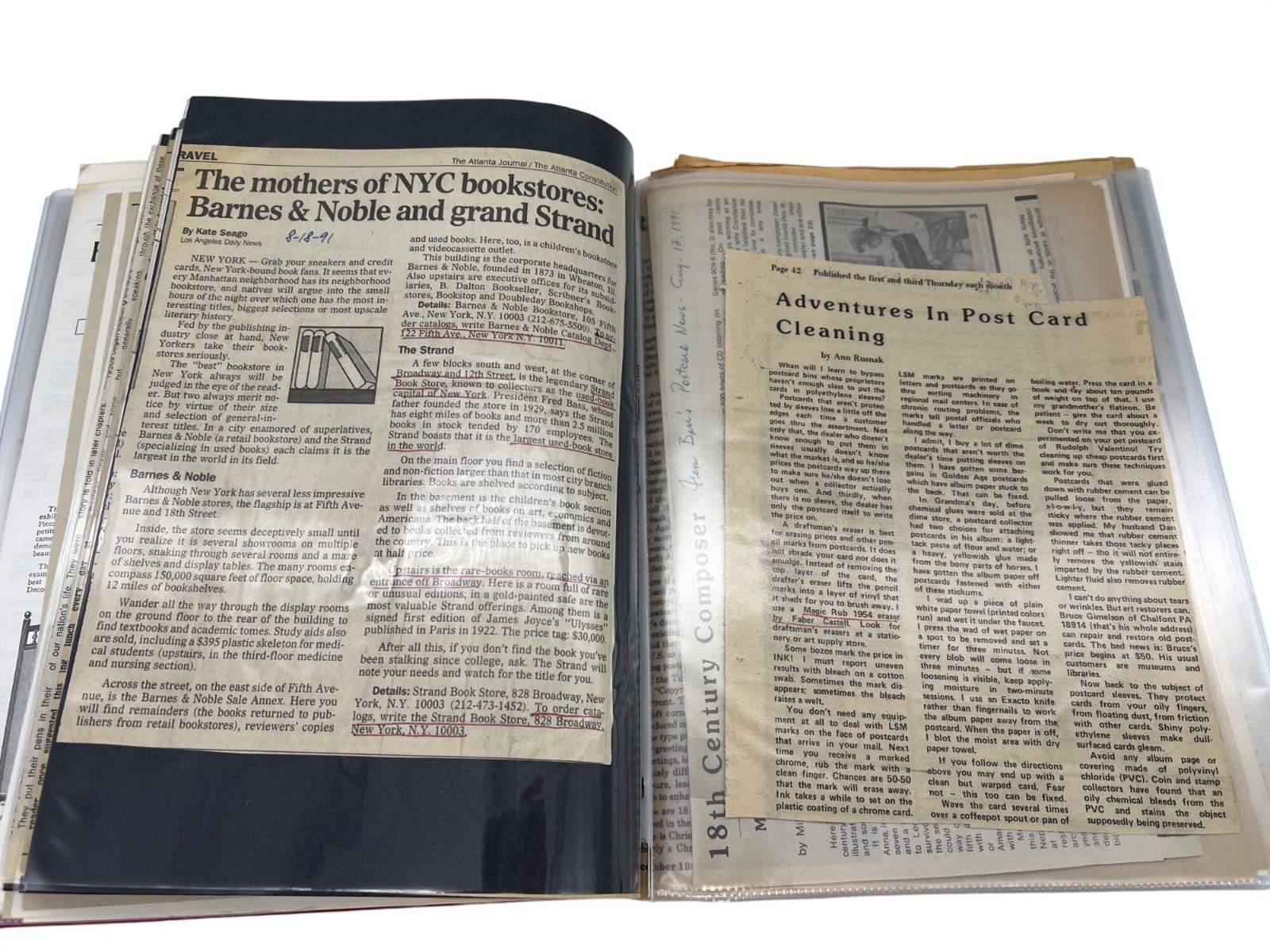 Vintage Postcard & Book Collector Reference Binder Ephemera Magazines Newsletter