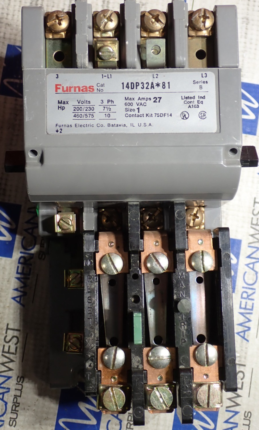 Furnas 14DP32A*81 Size 1 Starter 27 Amp 600VAC w/ 75D73070A Coil TESTED S933