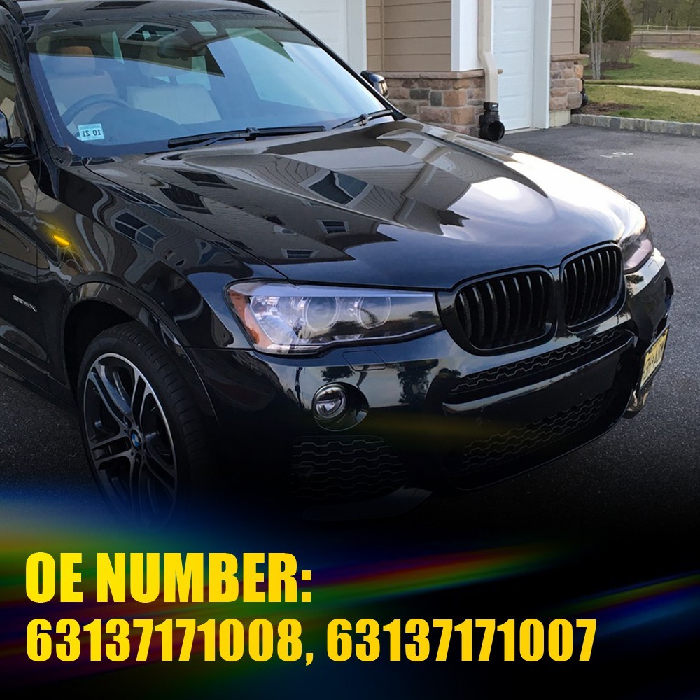 Smoked LED Fender Side Marker Light Turn Signal For BMW X3 F25 X5 E70 X6 E71 E72