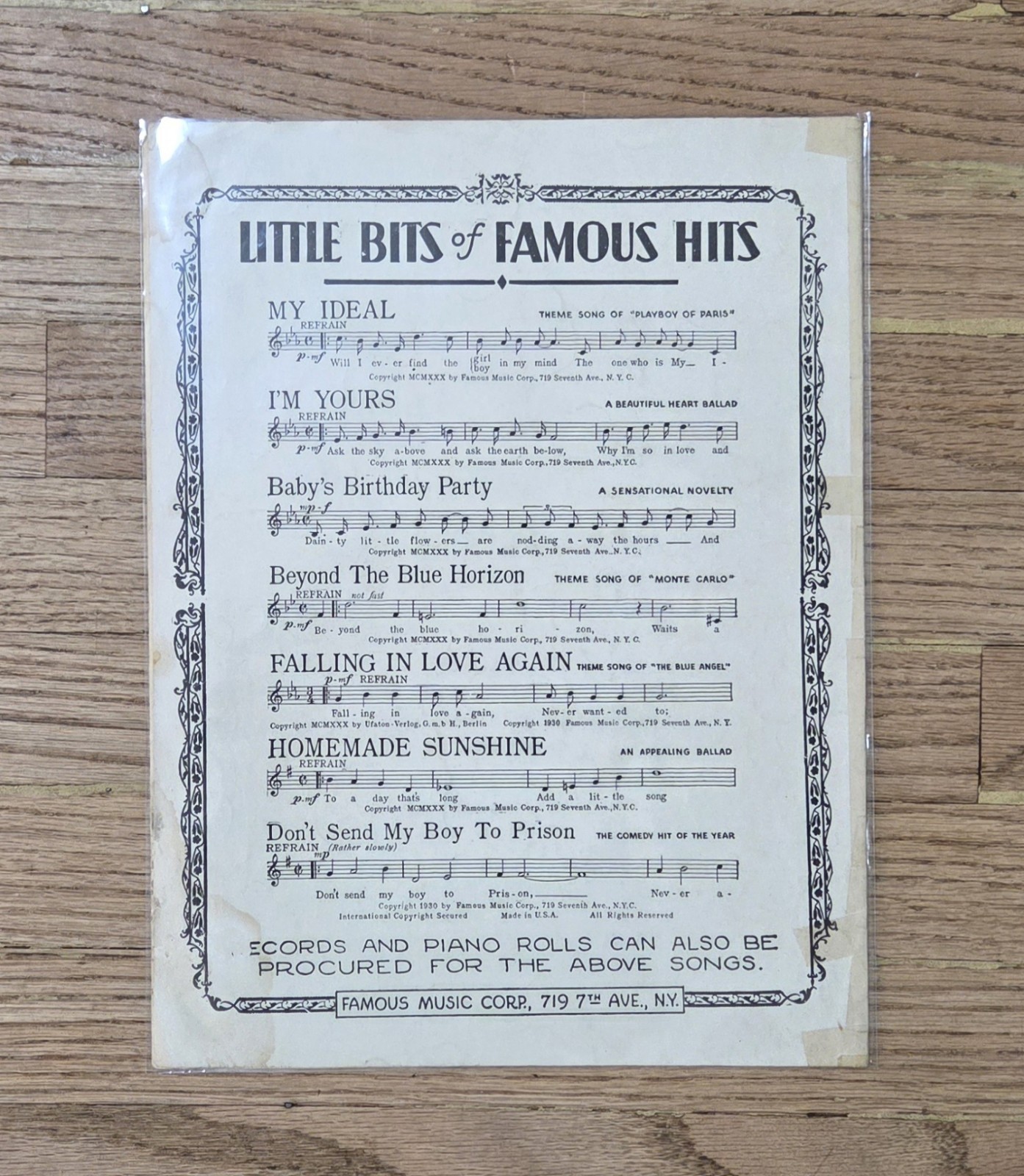 (8) Vintage Music Sheets Lot