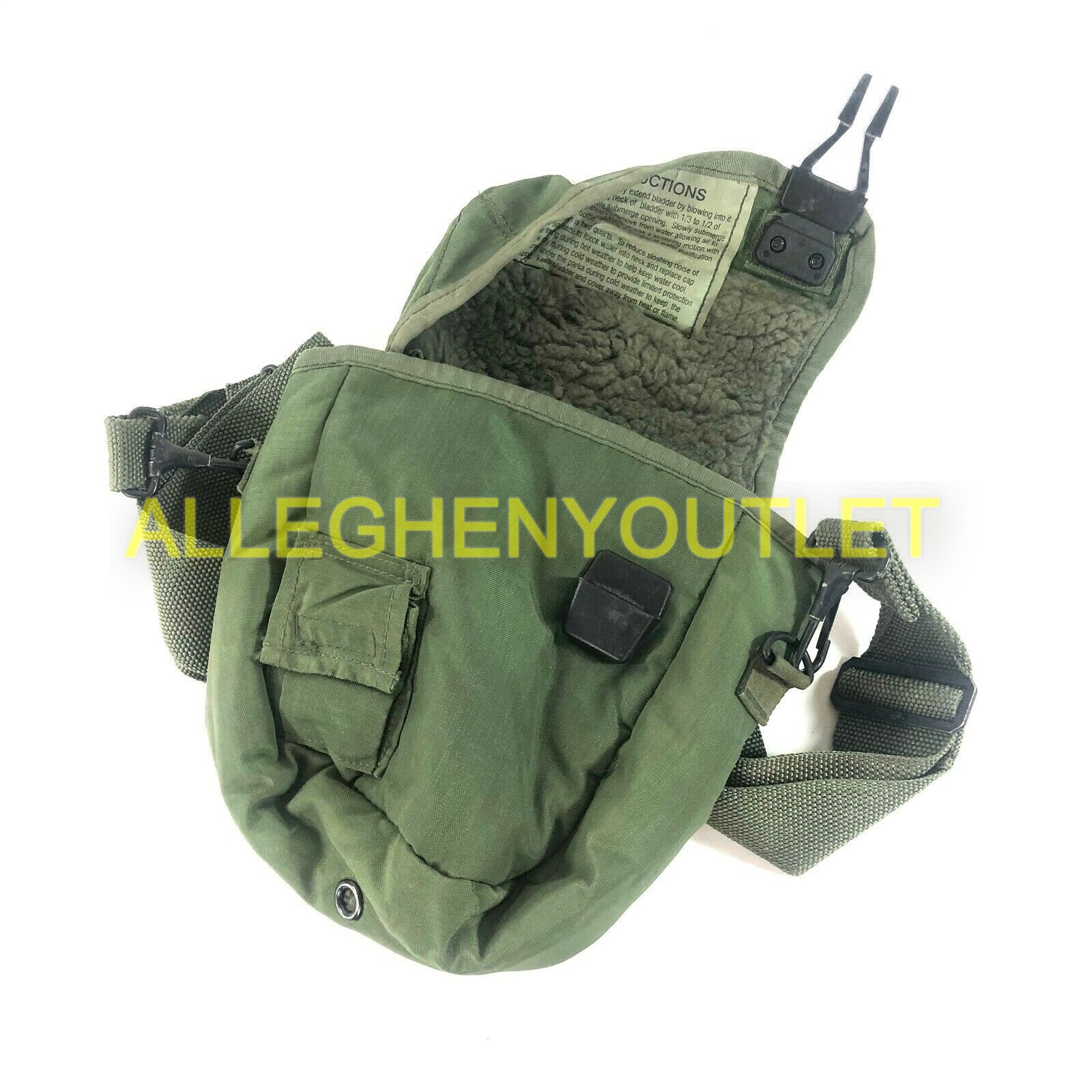 USGI Military 2 Quart OD Canteen Cover w/ Strap for 2 QT Canteen Bladder VGC