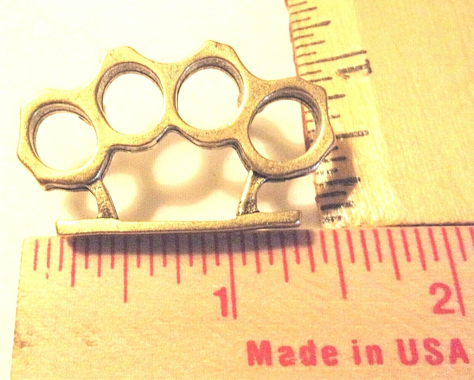 brass knuckles pin vintage collectible old biker vest hat weapon knuckle pinback