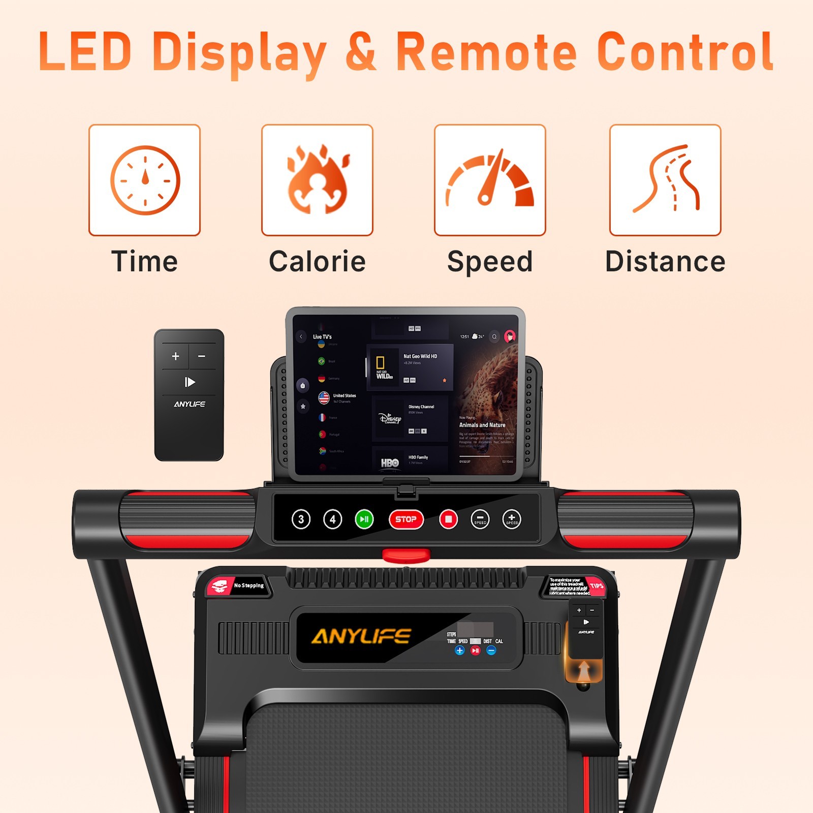 Foldable Under-Desk Treadmill for Home Use, Remote-Controlled with LED Display