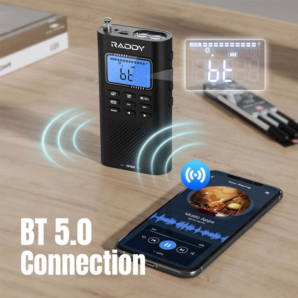 Raddy RF886 Shortwave Radio | AM/FM/SW/VHF/WB | Bluetooth Connection