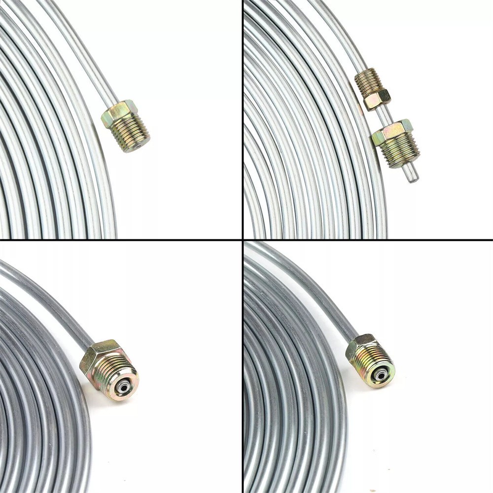 Brake Line Tubing Kit Flexible Double Galvanized Steel 25 Ft 3/16 16 Fitting USA