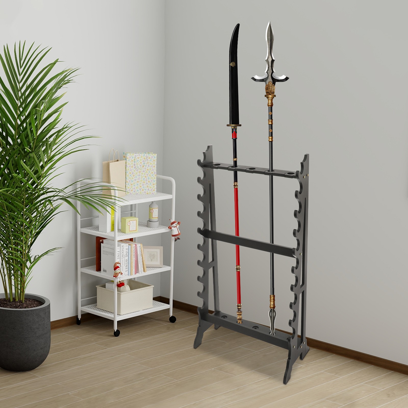 Sword Stand, Vertical Sword Stand Display, 10 Tier, 5 Hole Sword Holder