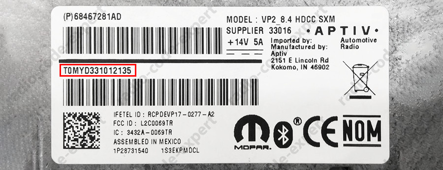 CHRYSLER RADIO PIN CODE ALL MODELS T00AM T**QN TM9 TVPQN TOMYD T00BE T0012 T0071