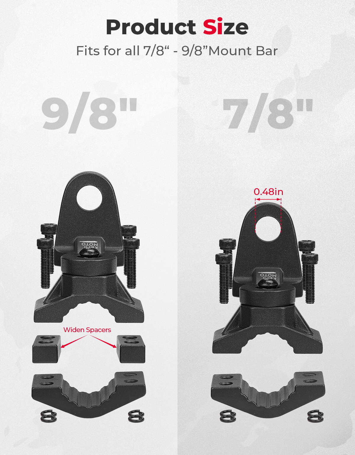 KEMIMOTO 2PC 7/8-9/8" ATV Flag Whip Light Mount Brackets for Yamaha Can-Am