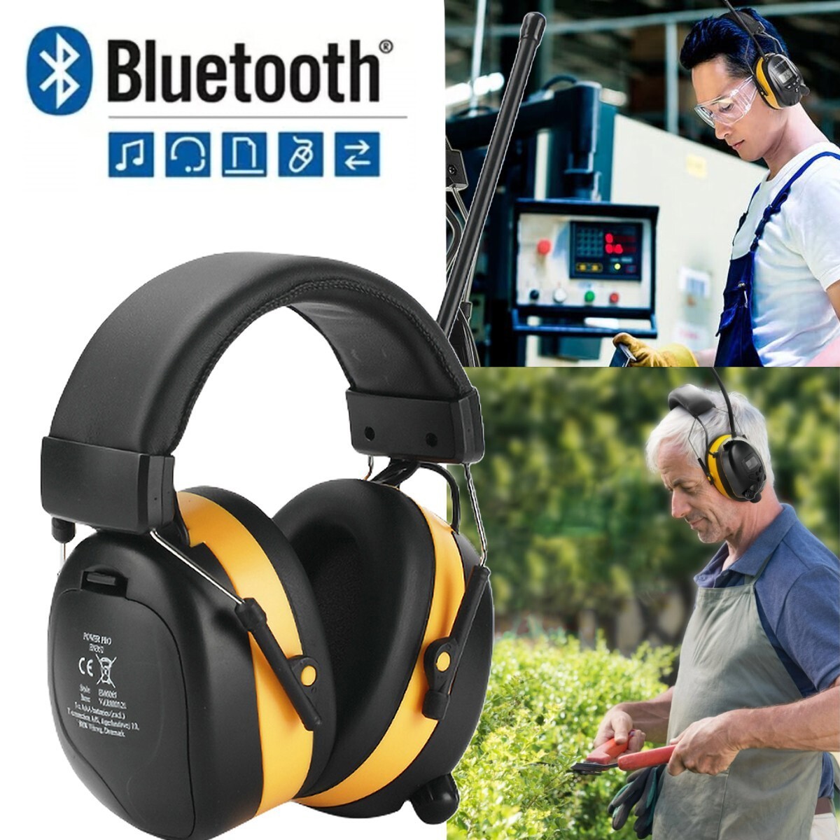 FM Radio Headphones with Digital Display 30dB FM Hearing Protection Earmuffs