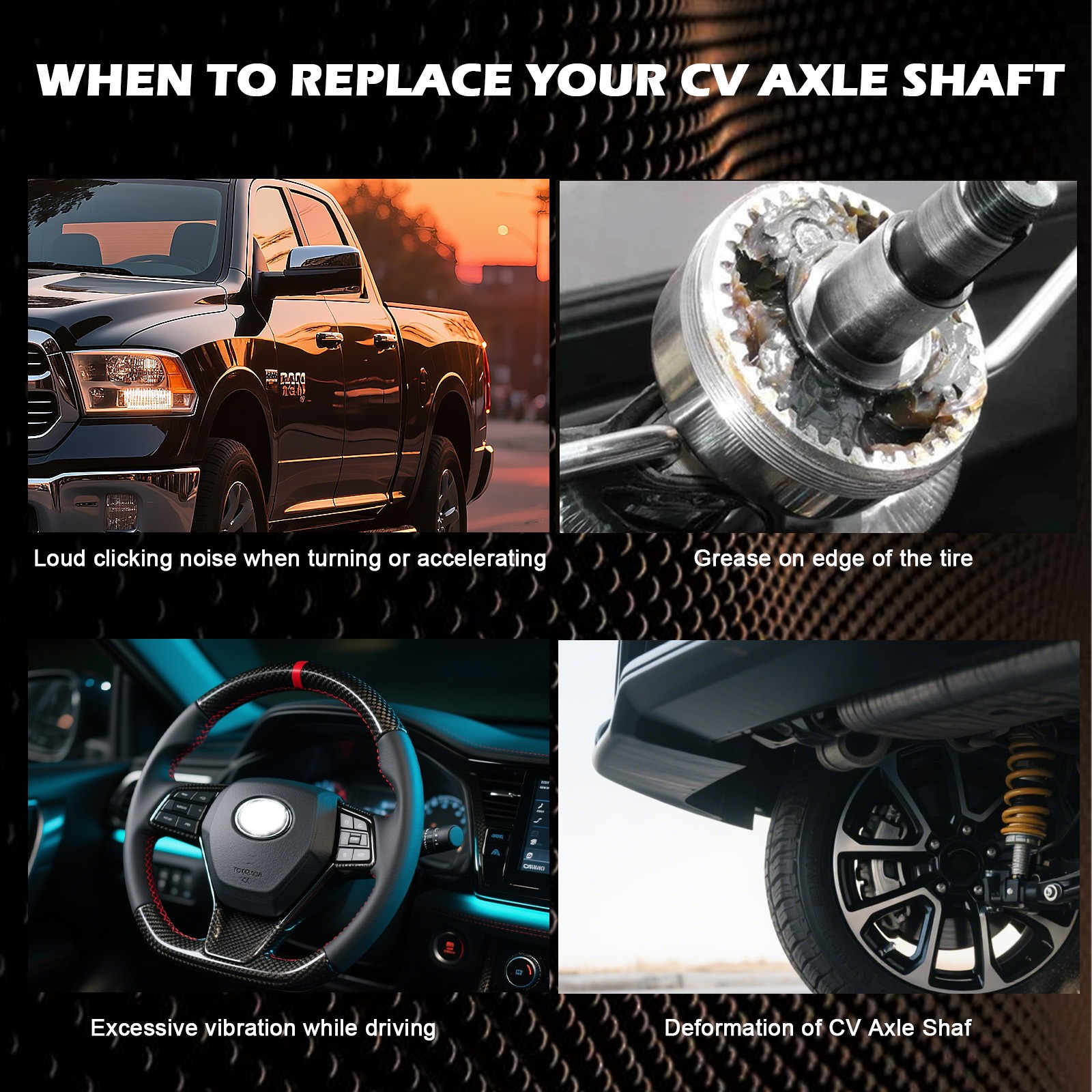 4WD Front CV Axle Shafts for 2012 2013 2014 2015 2016 2017 2018 - 2021 Ram 1500