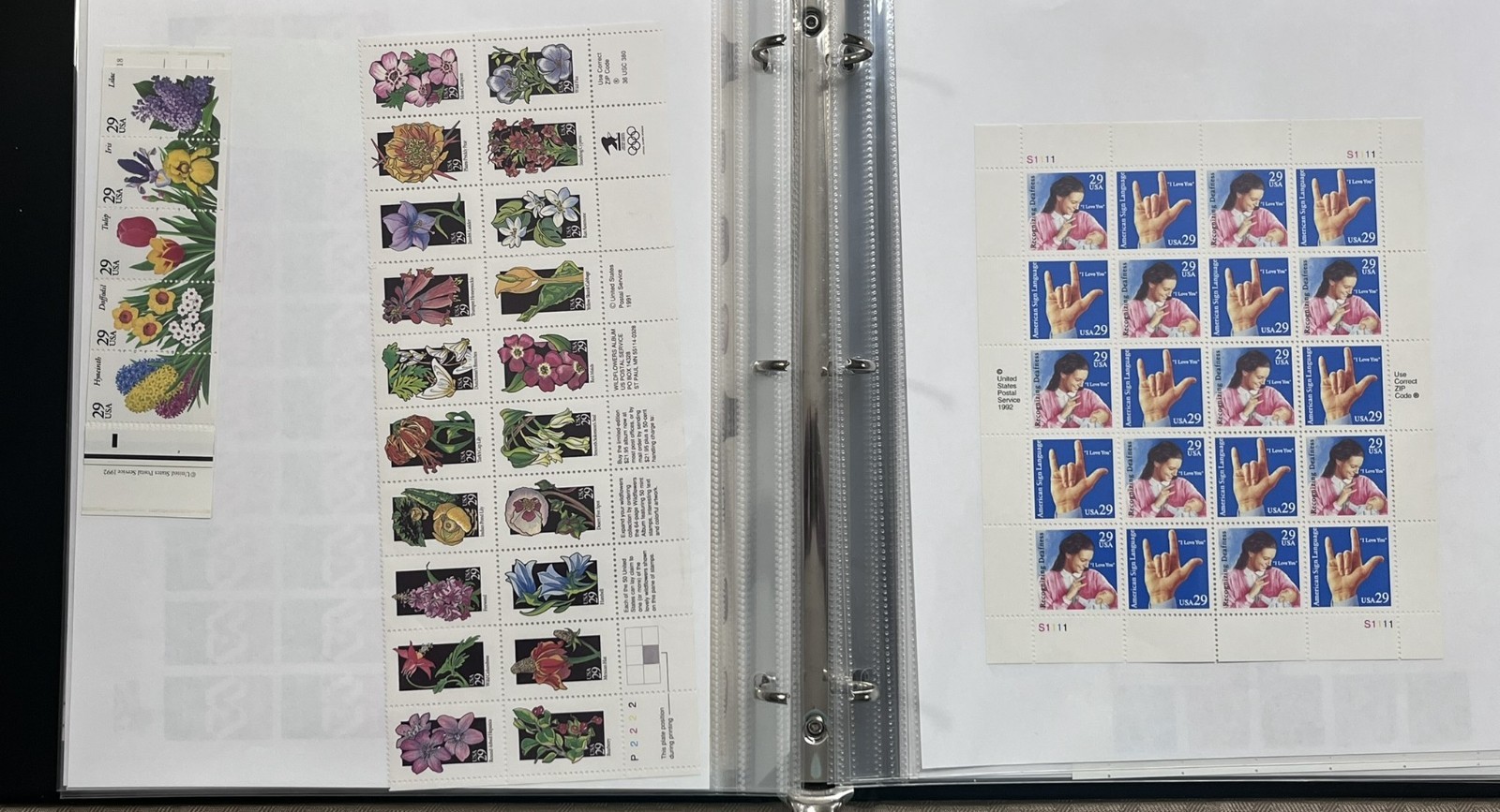 US PLATE BLOCKS, SHEETS, STRIPS, BLOCKS IN 3-RING BINDER, MNH FACE $180, LOT#93