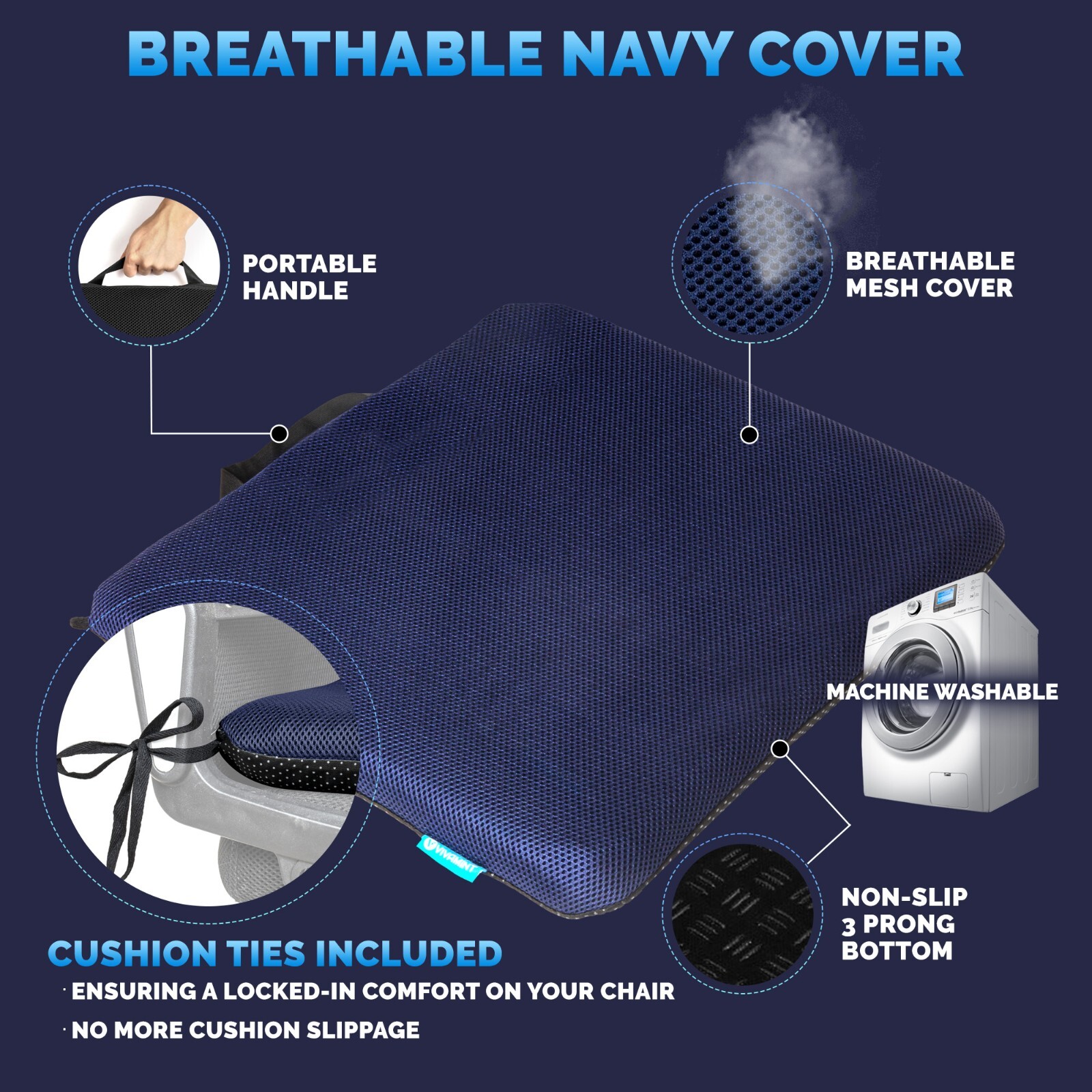 VIVAMINT Gel Seat Cushions for Long Sitting- Extra Large, 2" Inch Ultra Thick