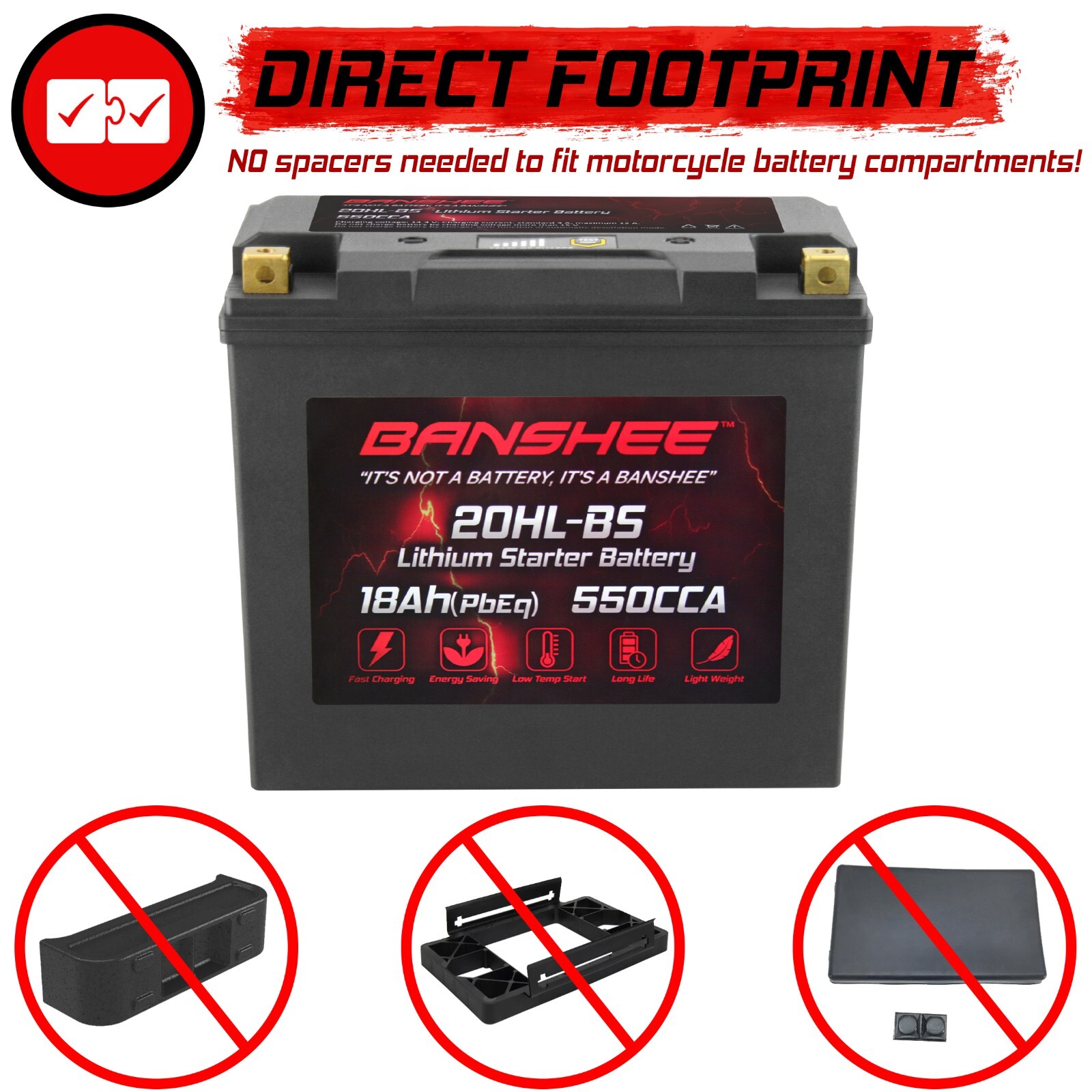 Banshee LiFePO4 Battery Replace Yuasa YTX20HL-PW GYZ20HL YTX20L YTX20HL GYZ20HL