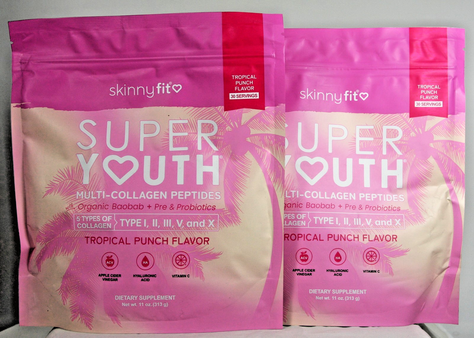 *2 Pack* Skinny Fit Super Youth Collagen Peptides - Tropical Punch - EXP: 08/27
