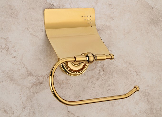 Gold Color Brass Wall Mount Bathroom Waterproof Toilet Paper Roll Holder 2ba604