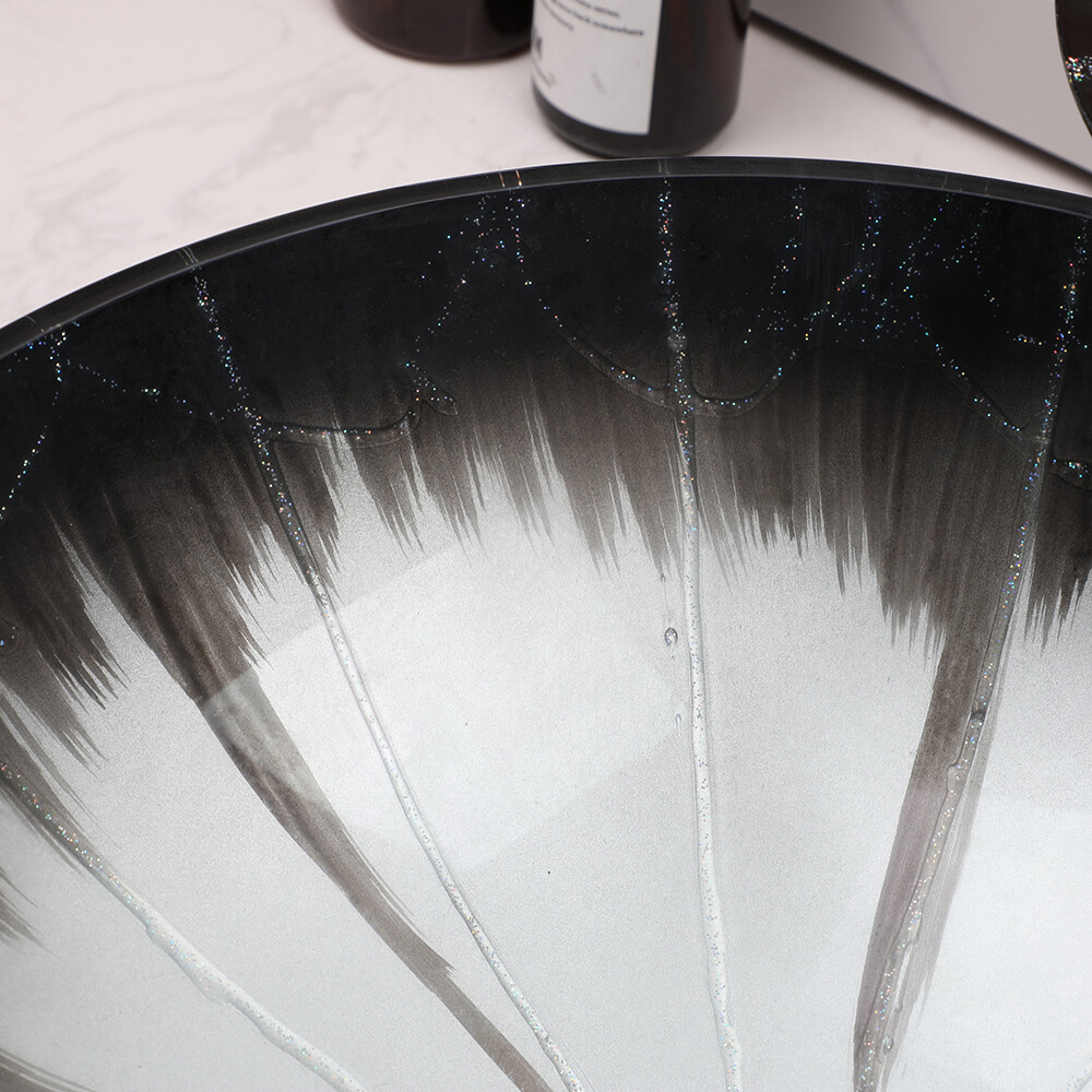 US Bathroom Vessel Sink Washing Round Tempered Glass Bowl Faucet Mixer Tap Combo