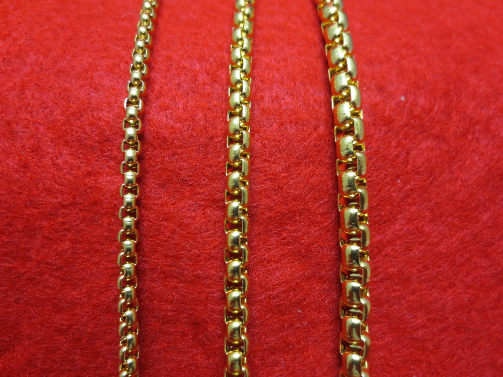 16"-60" 3/4/5MM GOLD PLATED STAINLESS STEEL SMOOTH BOX ROPE CHAIN NECKLACE-GOLD