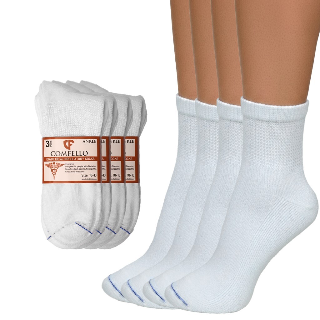 Diabetic Ankle Quarter Socks Mens Womens Non-Binding Health Circulatory Cotton