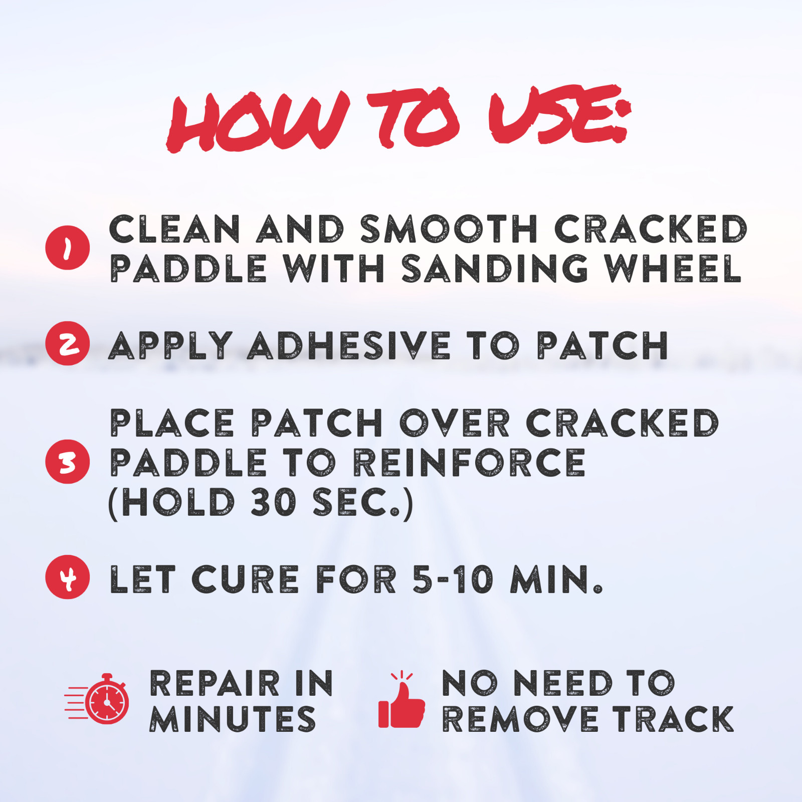 GlueTread Snowmobile Paddle Repair Kit-Reinforce & Repair Torn Snowmobile Paddle