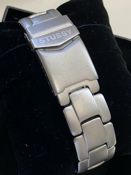 Used STUSSY Tour Master Silver Wrist Watch Metal Band with Tracking
