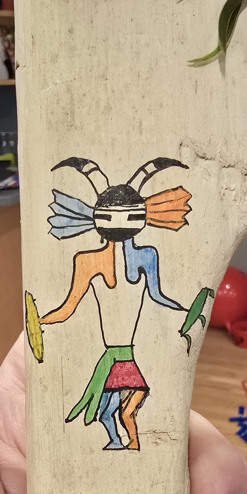 HOPI HEADDRESS TABLITA ORIGINAL PAINT WOOD LEATHER FEATHER SW ART EARLY CARVING