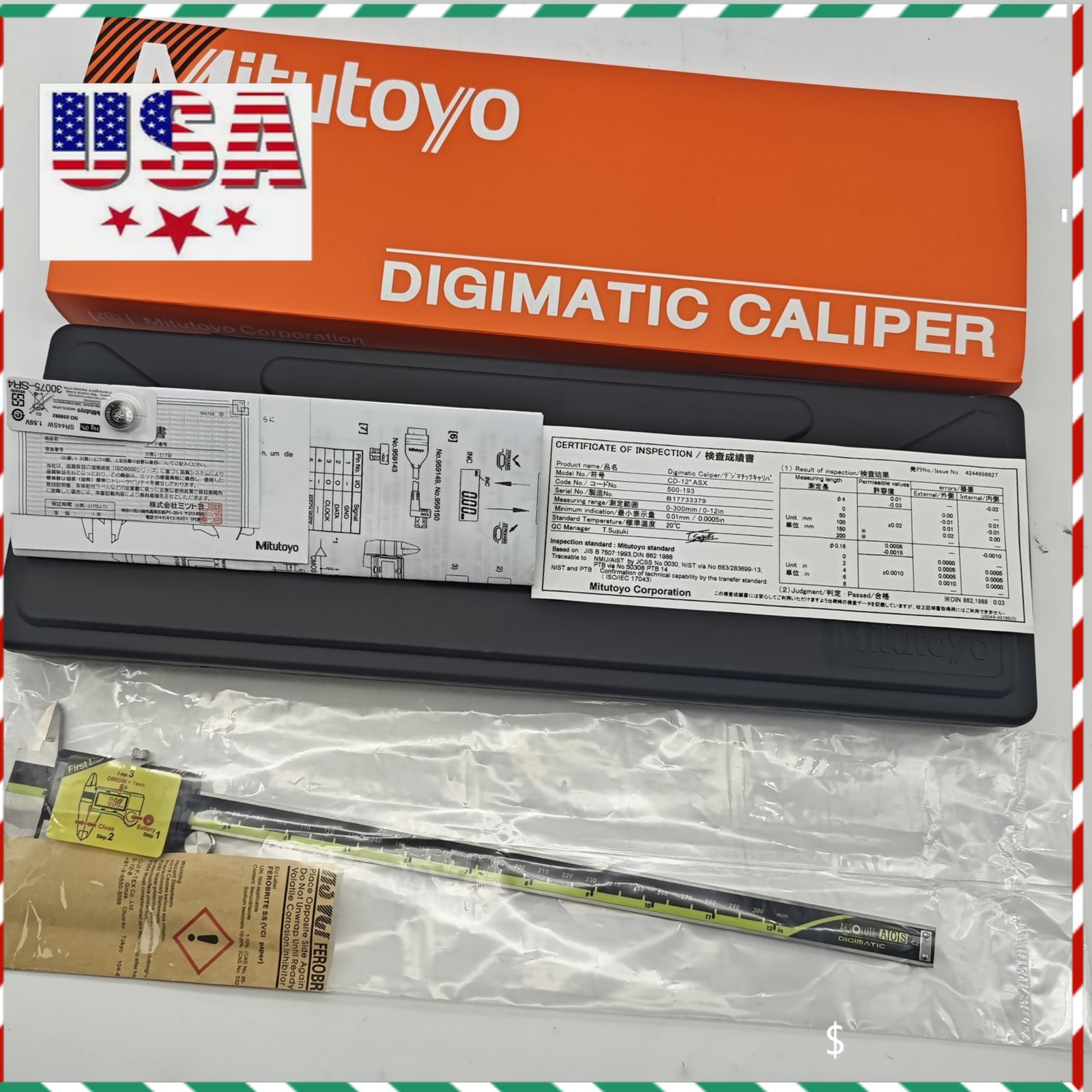 500-193-30 Mitutoyo Japan 300mm/12" Absolute Digital Digimatic Vernier Caliper