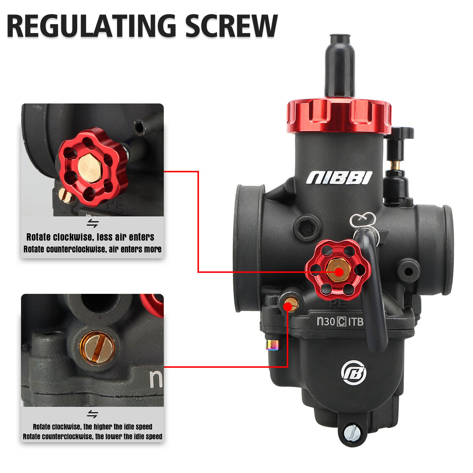 NIBBI 30mm Carburetor Air Filter Trottle Cable Kit For Kawasaki Bayou220 KLF220A