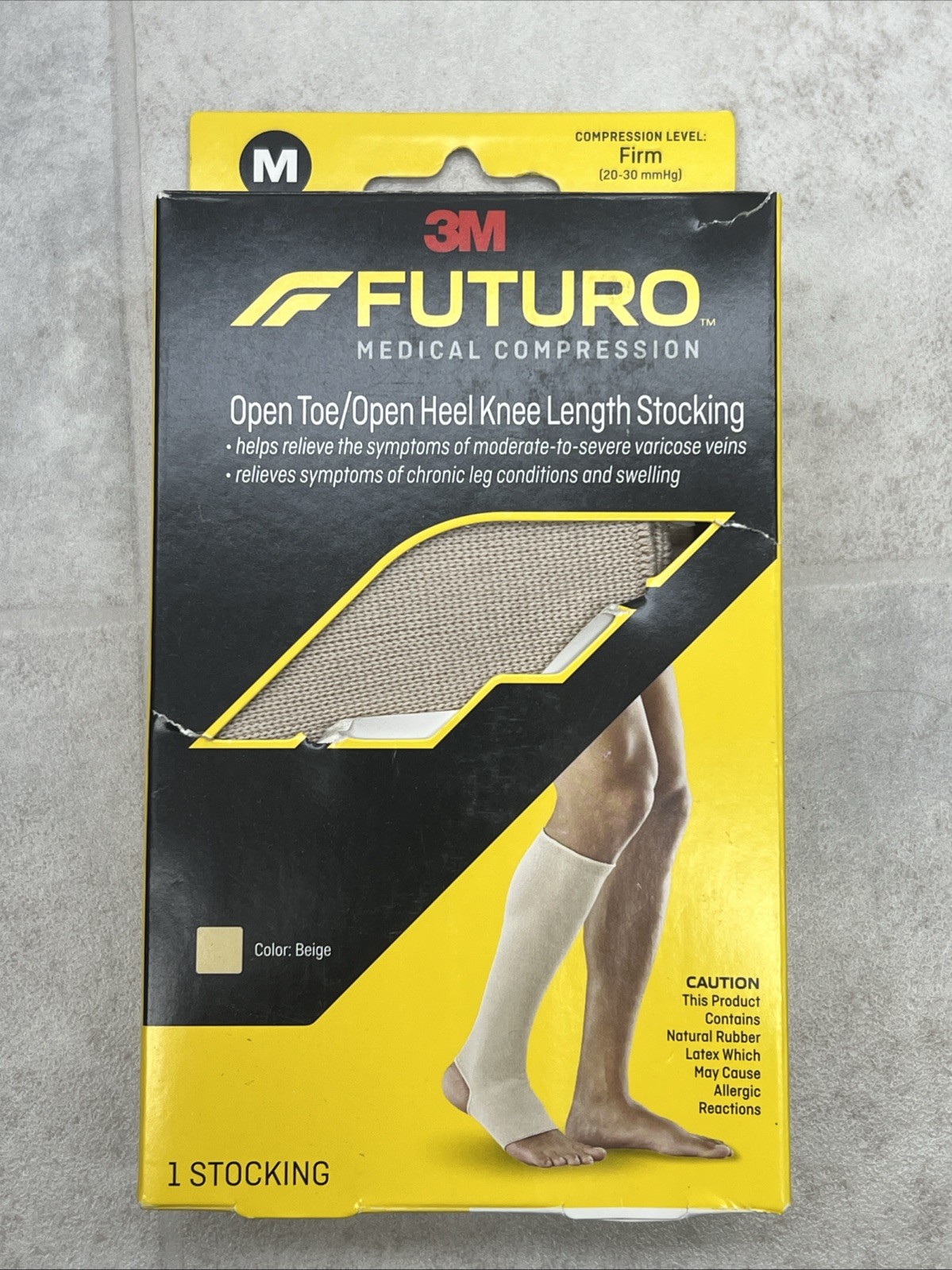 3M Futuro Compression Open Toe/Open Heel Knee Length Stocking Size Medium, Beige