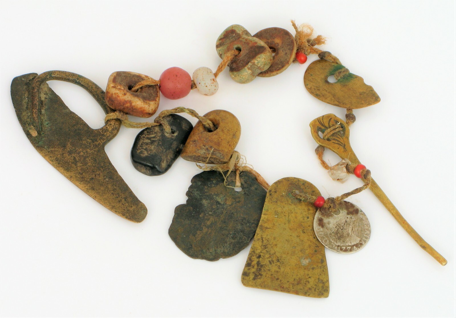 NATIVE AMERICAN MEDICINE MAN TOOLS 1776 COIN SCRAPER FIRE STARTER SCALPEL RARE