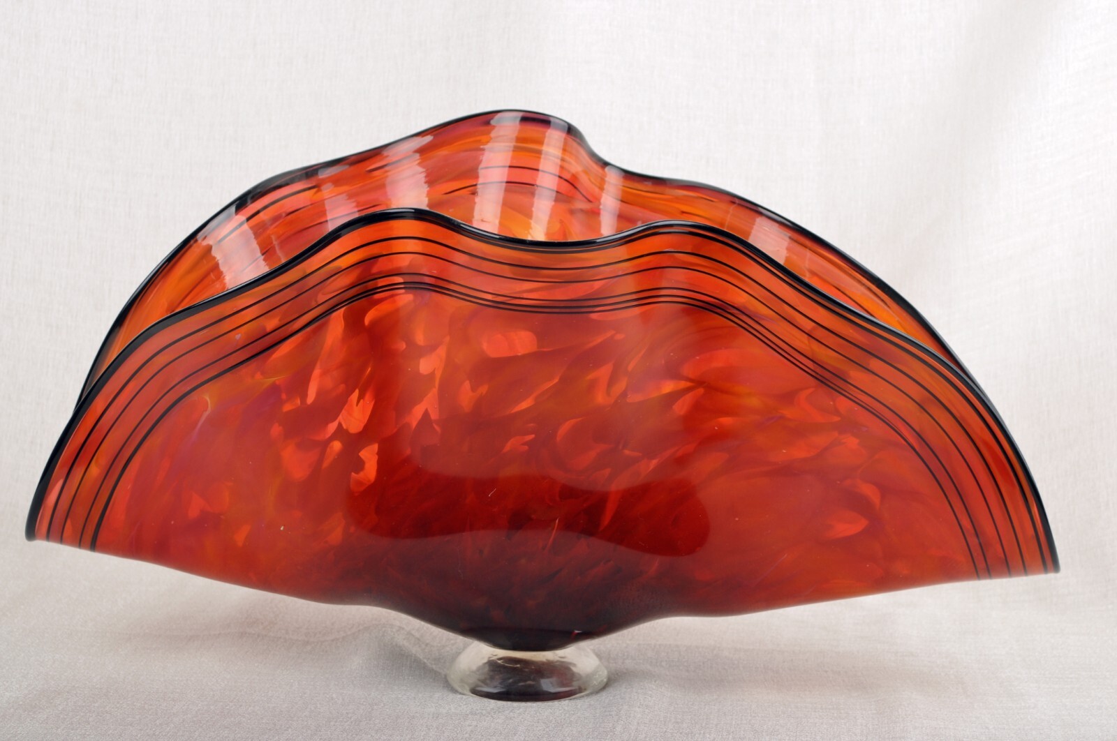 MERIDIAN STREET Art Glass Taco Shell Red/Salmon Hand Blown by John McDonald New