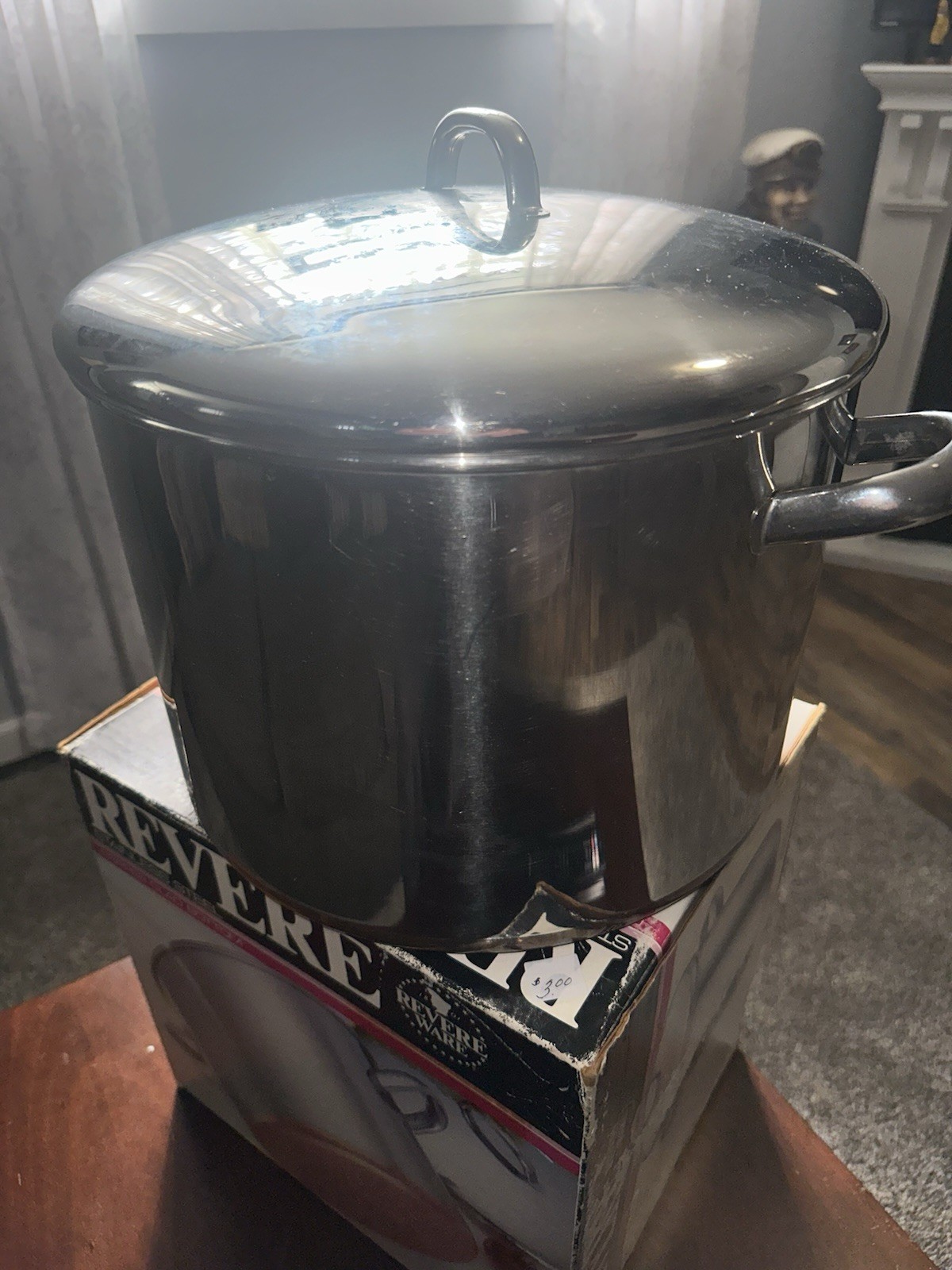 Vtg Revere Ware 16 QT Copper Bottom STOCK POT w Lid, Clinton IL USA '**READ**