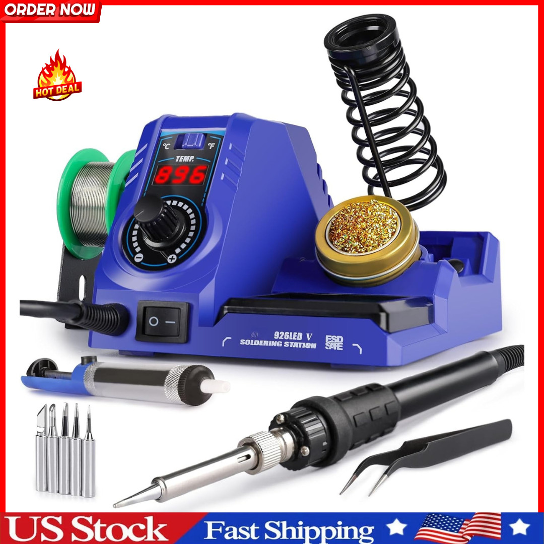Soldering Station, 130W Digital Display Soldering Iron Station Kit with 5 Tip...