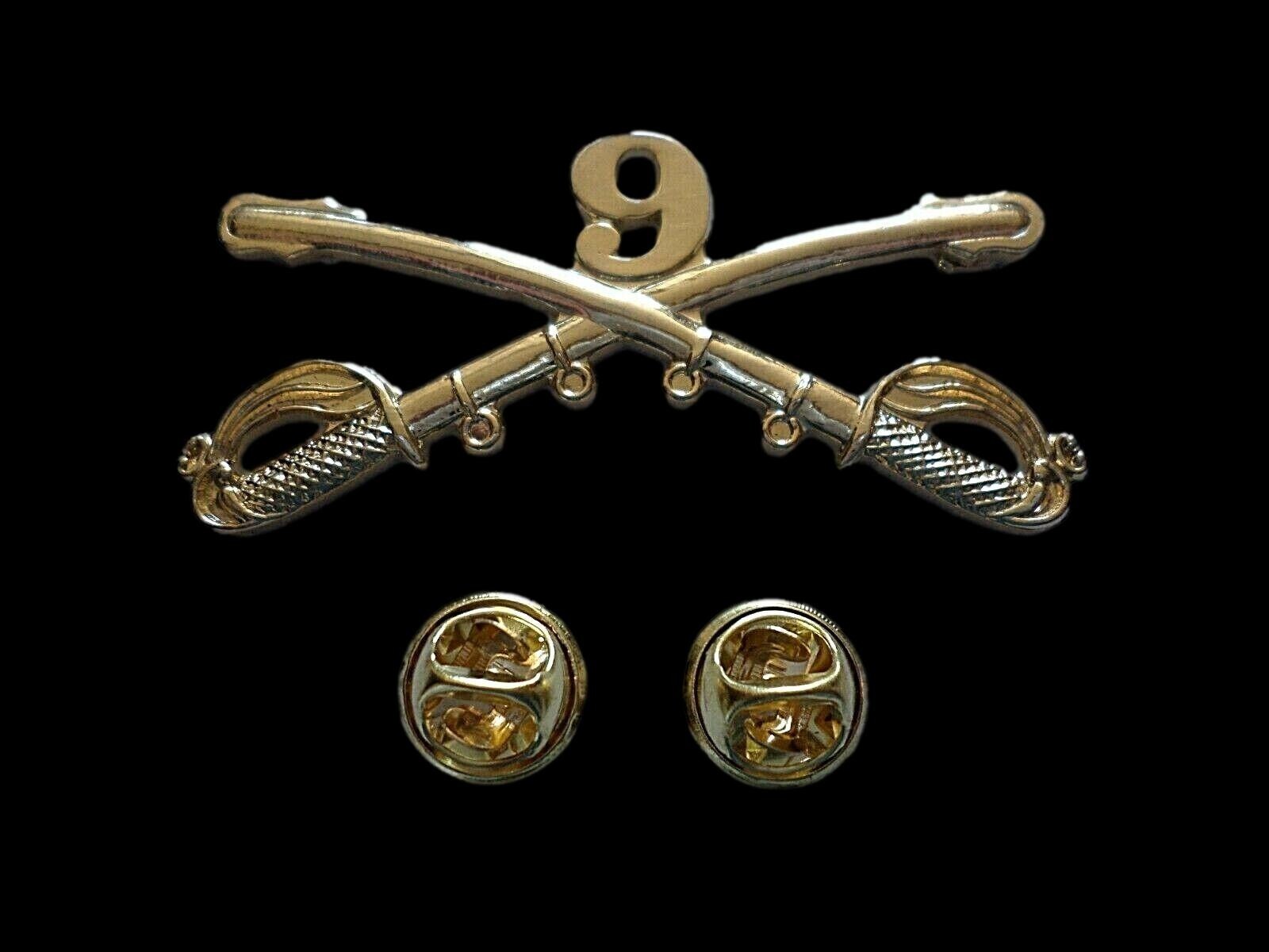 9th CAVALRY SWORDS SABERS MILITARY HAT PIN REGIMENT BADGE BUFFALO SOLDIERS