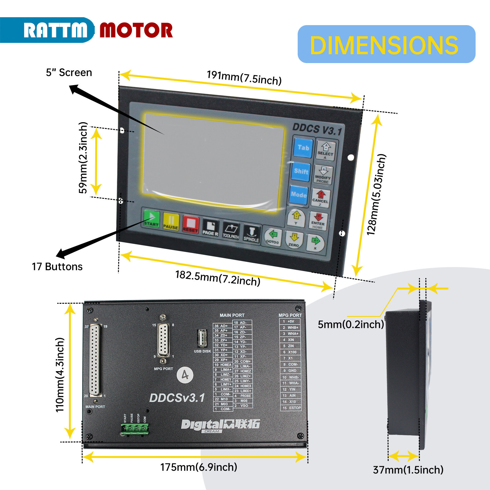 US丨3Axis 12N.m Nema 34 Closed Loop Servo Stepper Motor Driver CNC Controller Kit