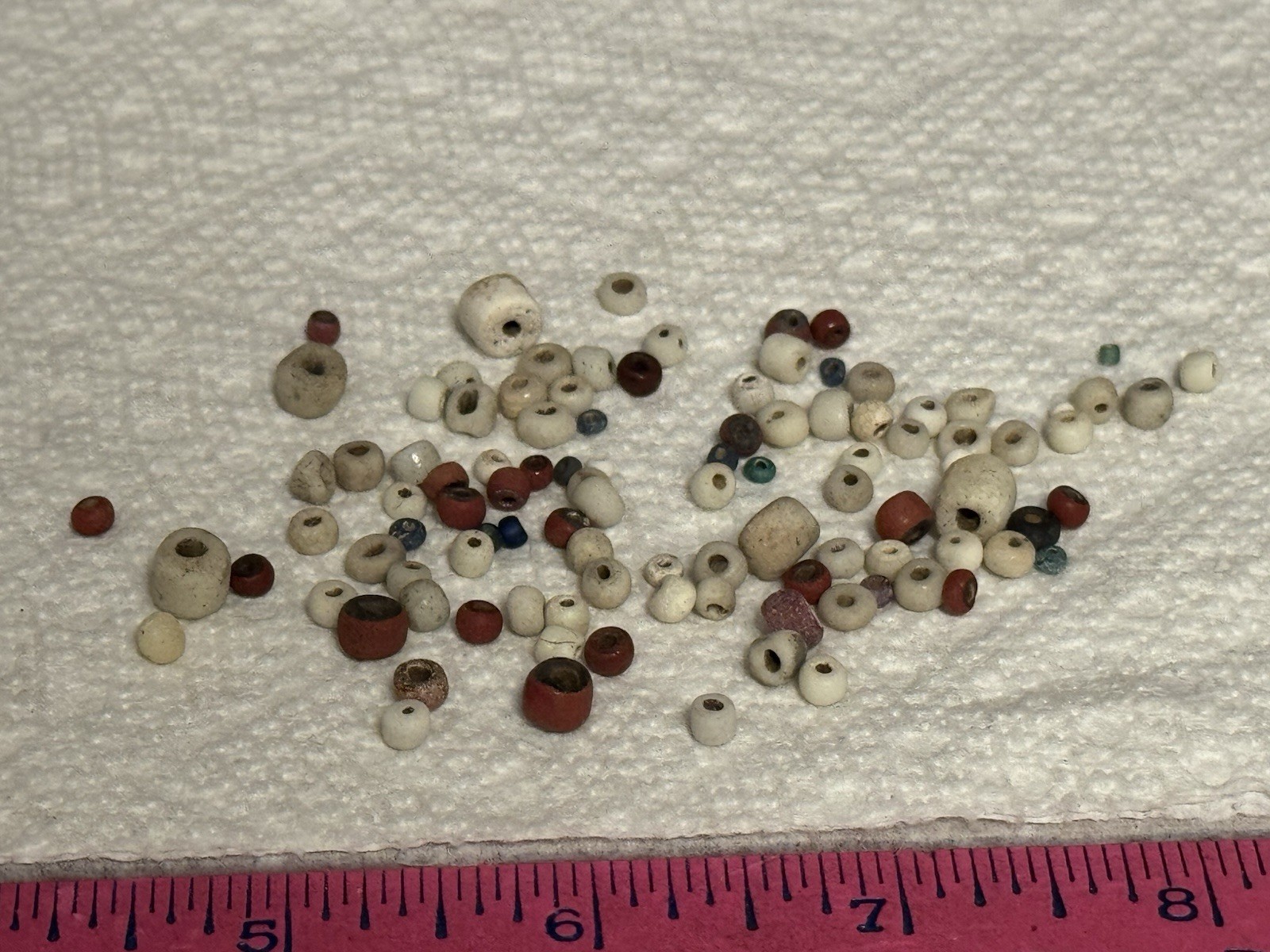 LOT OF 106 ANTIQUE CALIFORNIA TRADE BEADS FOUND BETWEEN AUBURN & PLACERVILLE