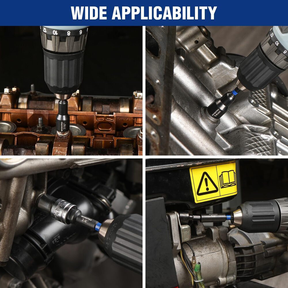 WORKPRO 39PC Magnetic Nut Driver Set Impact Drill Driver Bit 1/4" Hex SAE&Metric