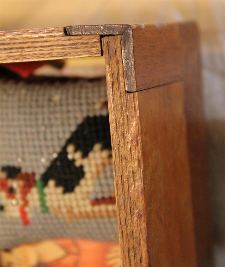 Antique Sewing Box Oak & Bird's Eye Maple w Contents - Anna Miles - Square Nails