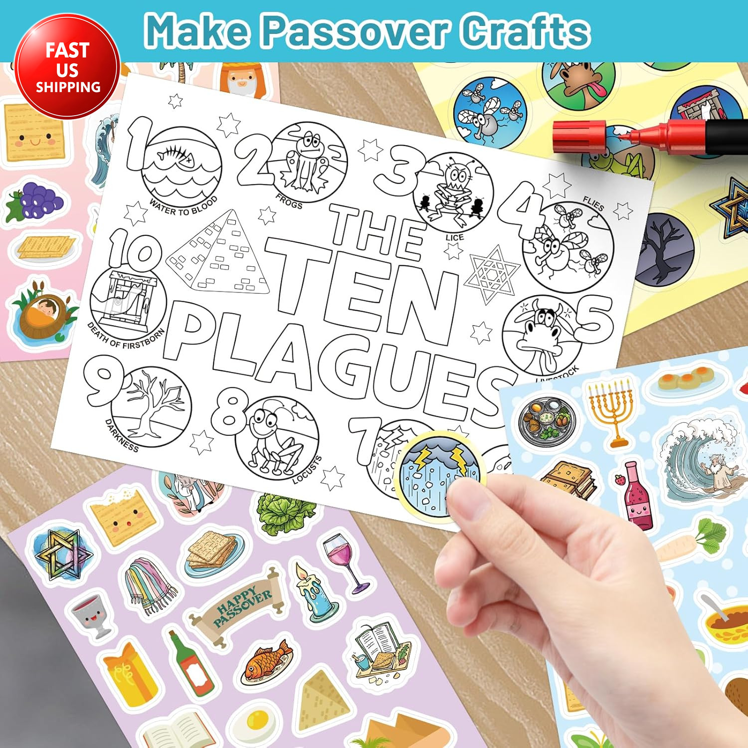 575 Pcs Passover Stickers for Kids Pesach Passover Decorations Gifts for Seder T