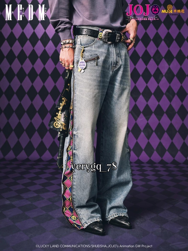 JoJo's Bizarre Adventure Plaid Casual Jeans Wear-Resistant Loose Pants Men Gifts