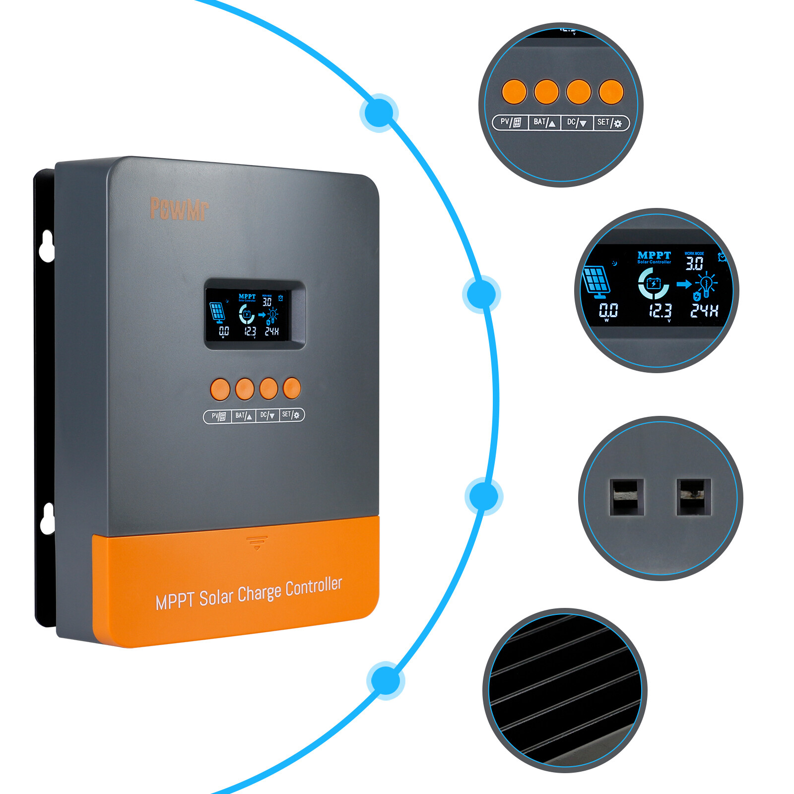 60A MPPT Solar Panel Battery Charge Controller 12V/24V/36V/48V LCD Regulator USA