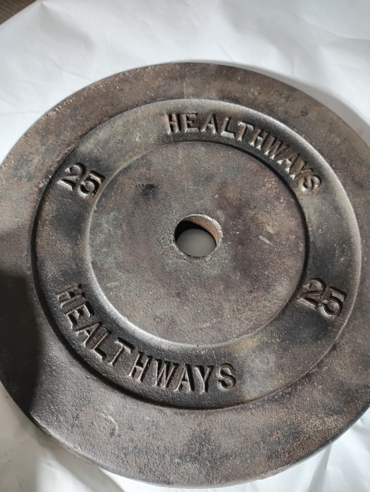 vintage Healthways Hollywood 25lb standard weight plate pair double H