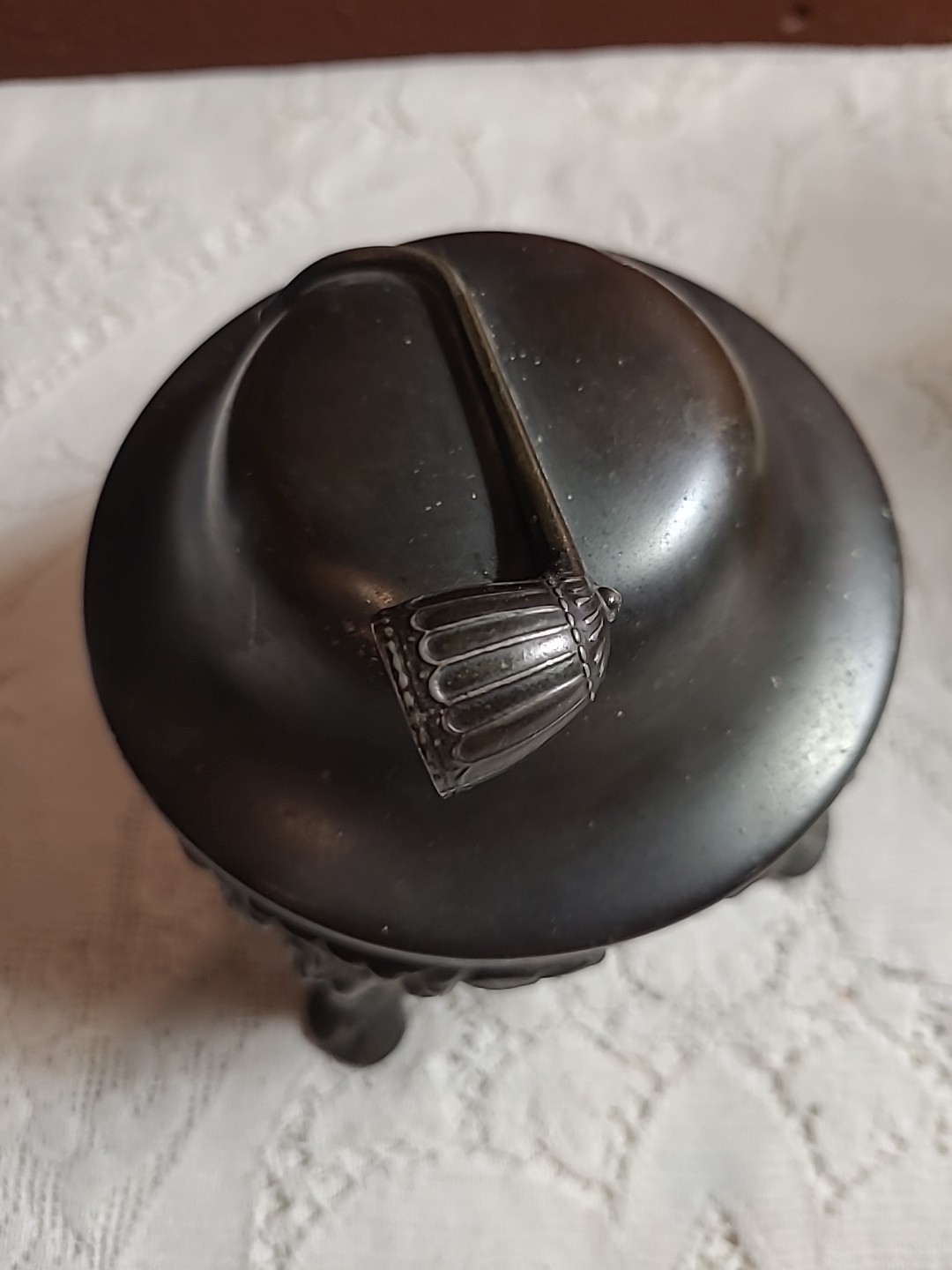 Antique Benedict Silverplate Tobacco Holder Two Piece Tobacco Pipe Lidded